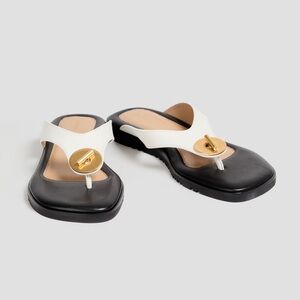 SIMKHAI Asher Leather Sandals White Size 41